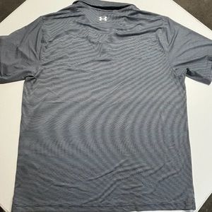 Grey Striped Under Armour Playoff Golf Polo Shirt Men's Size XXL 2XL
